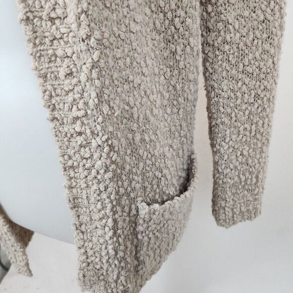 Forever 21 Cozy Textured Boucle Beige Open Front Cardigan Pockets Womens S - Picture 2 of 5